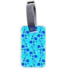 Vertical Floral Rose Flower Blue Luggage Tags (two Sides) by Mariart