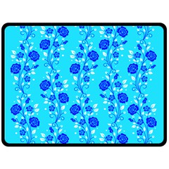 Vertical Floral Rose Flower Blue Double Sided Fleece Blanket (large)  by Mariart