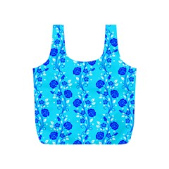 Vertical Floral Rose Flower Blue Full Print Recycle Bags (S) 