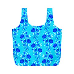 Vertical Floral Rose Flower Blue Full Print Recycle Bags (m) 