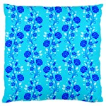 Vertical Floral Rose Flower Blue Standard Flano Cushion Case (One Side) Front