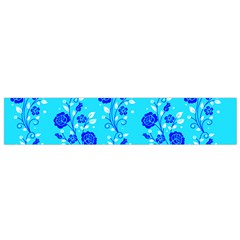 Vertical Floral Rose Flower Blue Flano Scarf (small)