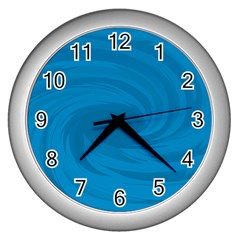 Whirlpool Hole Wave Blue Waves Sea Wall Clocks (silver)  by Mariart
