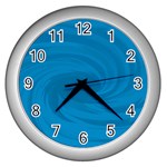 Whirlpool Hole Wave Blue Waves Sea Wall Clocks (Silver)  Front