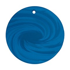 Whirlpool Hole Wave Blue Waves Sea Round Ornament (two Sides) by Mariart