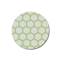 Wood Star Green Circle Rubber Round Coaster (4 Pack)  by Mariart