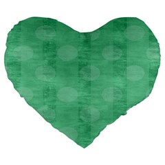 Polka Dot Scrapbook Paper Digital Green Large 19  Premium Flano Heart Shape Cushions by Mariart