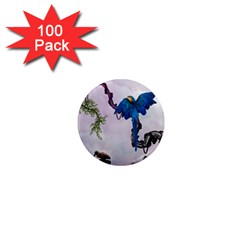 Wonderful Blue Parrot In A Fantasy World 1  Mini Magnets (100 Pack)  by FantasyWorld7