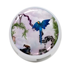 Wonderful Blue Parrot In A Fantasy World 4-port Usb Hub (one Side) by FantasyWorld7