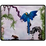 Wonderful Blue Parrot In A Fantasy World Fleece Blanket (Medium)  60 x50  Blanket Front