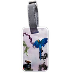 Wonderful Blue Parrot In A Fantasy World Luggage Tags (two Sides) by FantasyWorld7