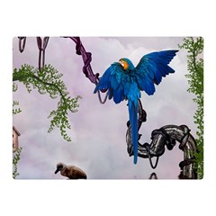 Wonderful Blue Parrot In A Fantasy World Double Sided Flano Blanket (mini)  by FantasyWorld7