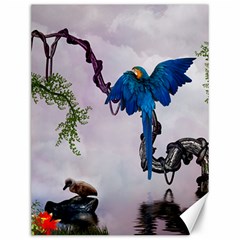 Wonderful Blue Parrot In A Fantasy World Canvas 12  X 16   by FantasyWorld7