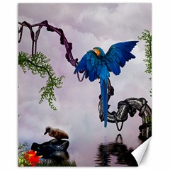 Wonderful Blue Parrot In A Fantasy World Canvas 16  X 20  