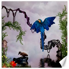 Wonderful Blue Parrot In A Fantasy World Canvas 20  X 20   by FantasyWorld7