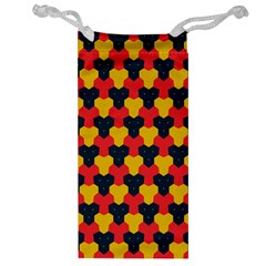 Red Blue Yellow Shapes Pattern        Jewelry Bag by LalyLauraFLM