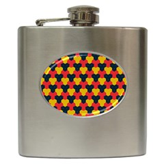Red Blue Yellow Shapes Pattern        			hip Flask (6 Oz) by LalyLauraFLM