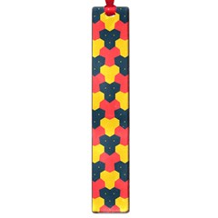 Red Blue Yellow Shapes Pattern        			large Book Mark by LalyLauraFLM