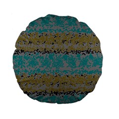 Blue Brown Waves       	standard 15  Premium Flano Round Cushion