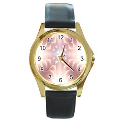 Neonite Abstract Pattern Neon Glow Background Round Gold Metal Watch