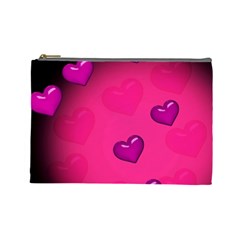 Pink Hearth Background Wallpaper Texture Cosmetic Bag (large)  by Nexatart