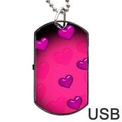 Pink Hearth Background Wallpaper Texture Dog Tag Usb Flash (two Sides) by Nexatart