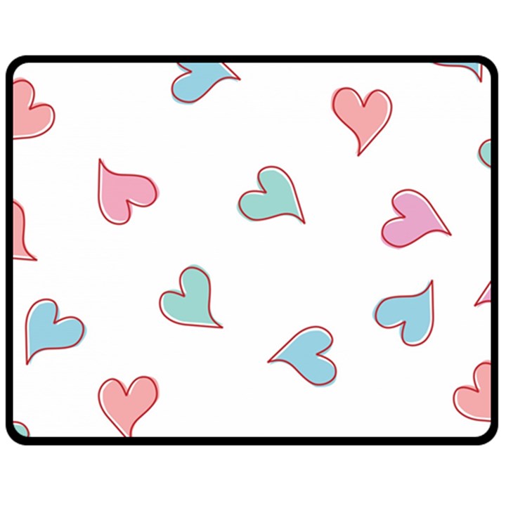 Colorful Random Hearts Double Sided Fleece Blanket (Medium) 