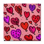Valentine Wallpaper Whimsical Cartoon Pink Love Heart Wallpaper Design Tile Coasters Front