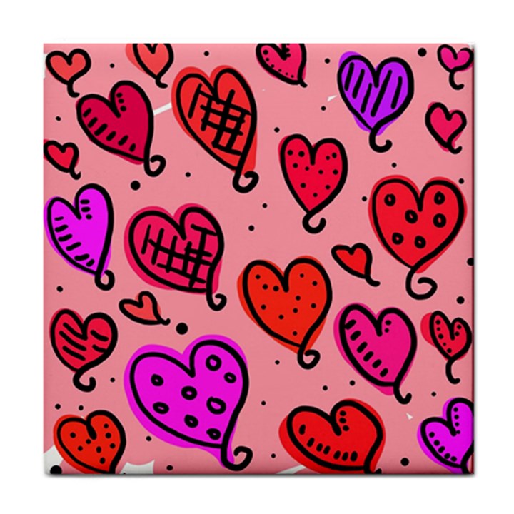 Valentine Wallpaper Whimsical Cartoon Pink Love Heart Wallpaper Design Tile Coasters