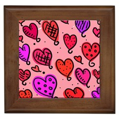 Valentine Wallpaper Whimsical Cartoon Pink Love Heart Wallpaper Design Framed Tiles by Nexatart