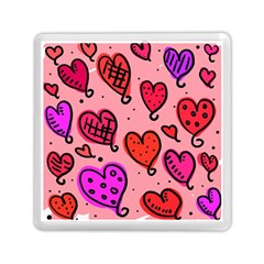 Valentine Wallpaper Whimsical Cartoon Pink Love Heart Wallpaper Design Memory Card Reader (square)  by Nexatart