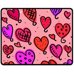 Valentine Wallpaper Whimsical Cartoon Pink Love Heart Wallpaper Design Double Sided Fleece Blanket (medium) 