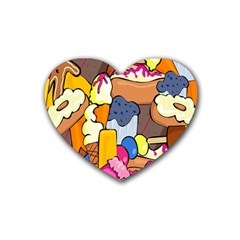 Sweet Stuff Digitally Food Heart Coaster (4 Pack)  by Nexatart