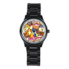 Sweet Stuff Digitally Food Stainless Steel Round Watch by Nexatart