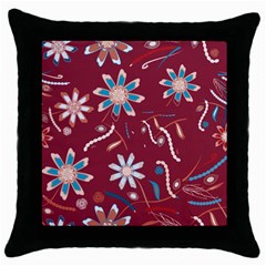 Floral Seamless Pattern Vector Throw Pillow Case (black)