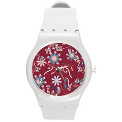 Floral Seamless Pattern Vector Round Plastic Sport Watch (m)