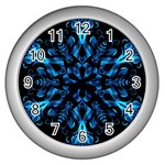 Blue Snowflake Wall Clocks (Silver)  Front