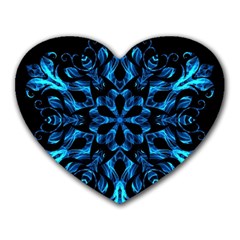 Blue Snowflake Heart Mousepads by Nexatart