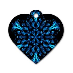 Blue Snowflake Dog Tag Heart (one Side) by Nexatart