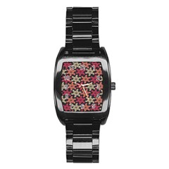 Floral Seamless Pattern Vector Stainless Steel Barrel Watch