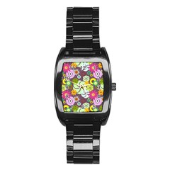 Floral Seamless Pattern Vector Stainless Steel Barrel Watch by Nexatart