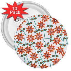 Floral Seamless Pattern Vector 3  Buttons (10 Pack) 