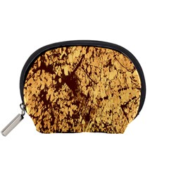 Abstract Brachiate Structure Yellow And Black Dendritic Pattern Accessory Pouches (small)  by Nexatart