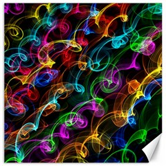 Rainbow Ribbon Swirls Digitally Created Colourful Canvas 12  X 12   by Nexatart