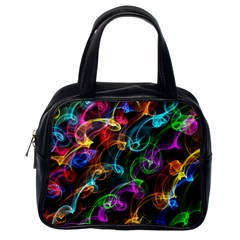 Rainbow Ribbon Swirls Digitally Created Colourful Classic Handbags (one Side) by Nexatart