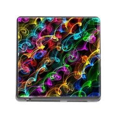 Rainbow Ribbon Swirls Digitally Created Colourful Memory Card Reader (square)