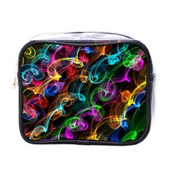 Rainbow Ribbon Swirls Digitally Created Colourful Mini Toiletries Bags by Nexatart