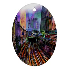 Downtown Chicago City Oval Ornament (two Sides)