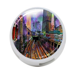 Downtown Chicago City 4-port Usb Hub (one Side) by Nexatart