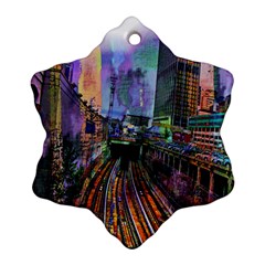 Downtown Chicago City Snowflake Ornament (two Sides) by Nexatart